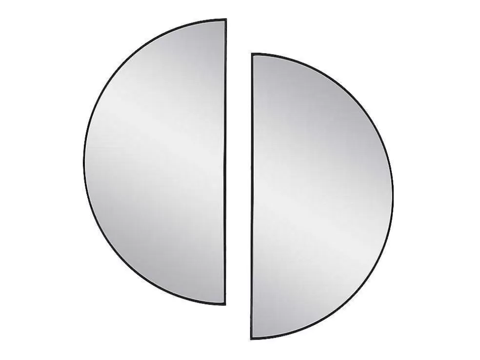 OZAIA Conjunto De 2 Espelhos Semicirculo Design Em Metal C50 X A100 Cm Preto - Gavra* Espelhos