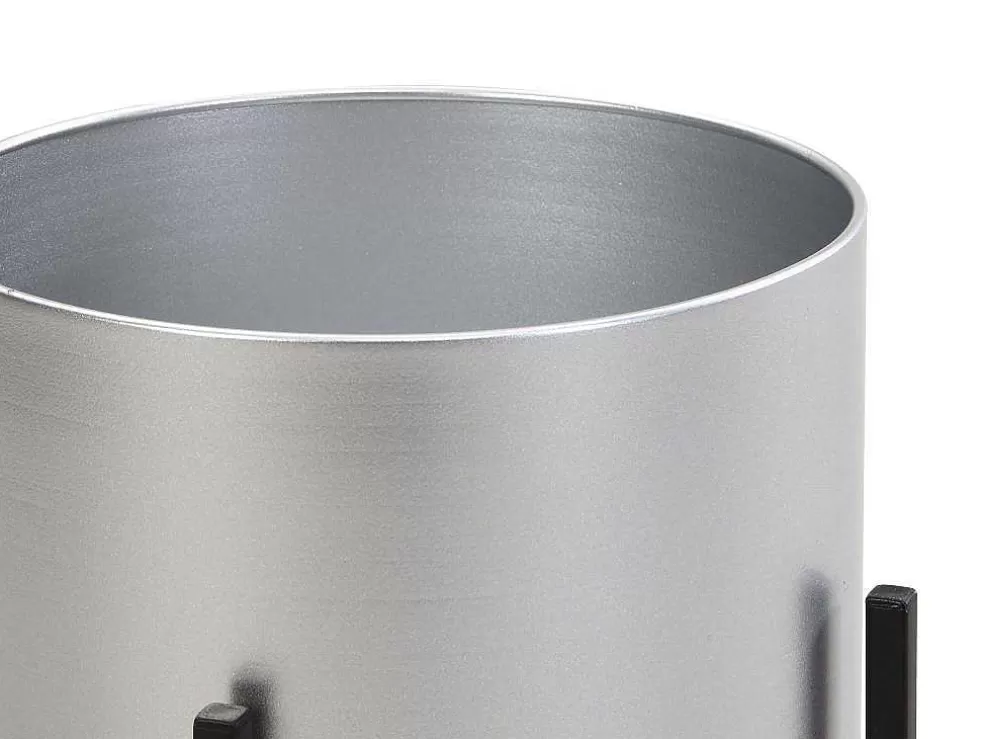 OZAIA Conjunto De 2 Vasos Decorativos Com Pe Em Metal D25Xa39 Cm E D23Xa35,5 Cm Prateado E Preto - Edmee* Objeto De Decoração Interior