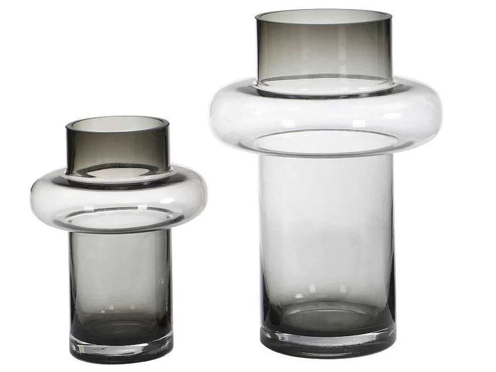 OZAIA Conjunto De 2 Vasos Em Vidro De Cor A. 25 E A. 30 Cm Vidro Cinzento Fumado - Valoit* Objeto De Decoração Interior
