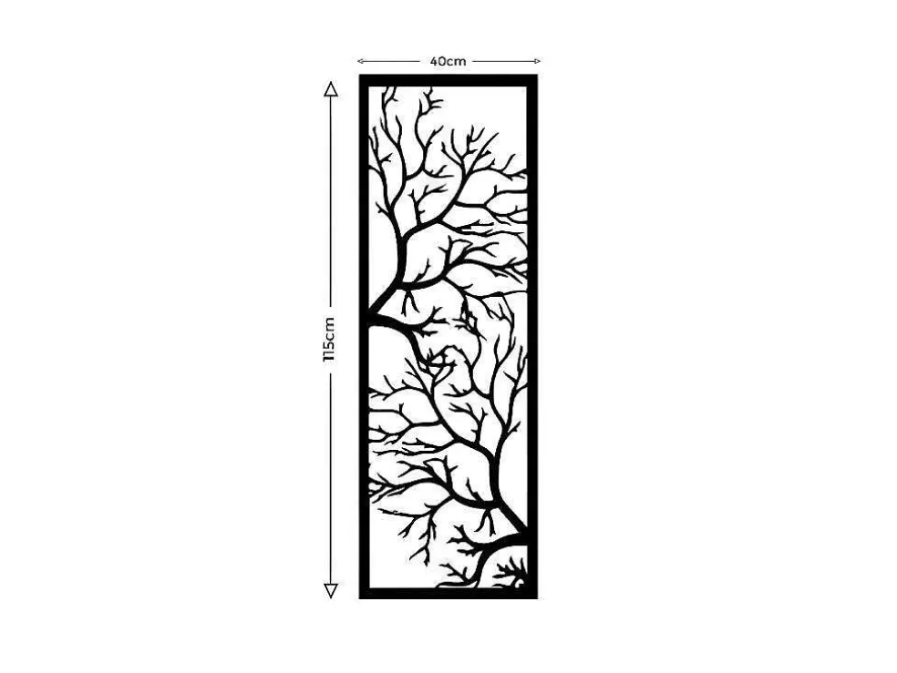 EPIKASA Decoração Metalica Arvore 29, Preto, 40X1,5X115 Cm, * Placa De Parede Decorativa