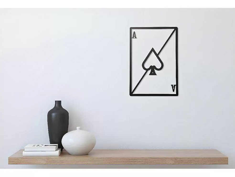 EPIKASA Decoração Metalica As De Espadas, Preto, 32X1,5X48 Cm, * Placa De Parede Decorativa