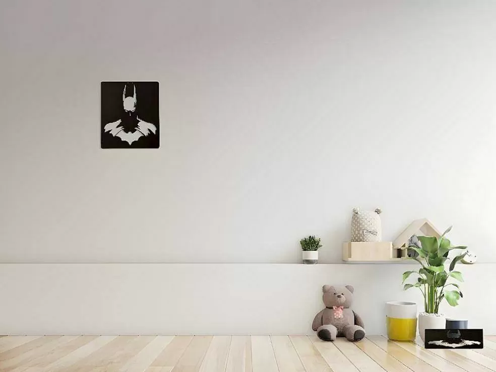 EPIKASA Decoração Metalica Batman 2, Preto, 42X1,5X48 Cm, * Placa De Parede Decorativa