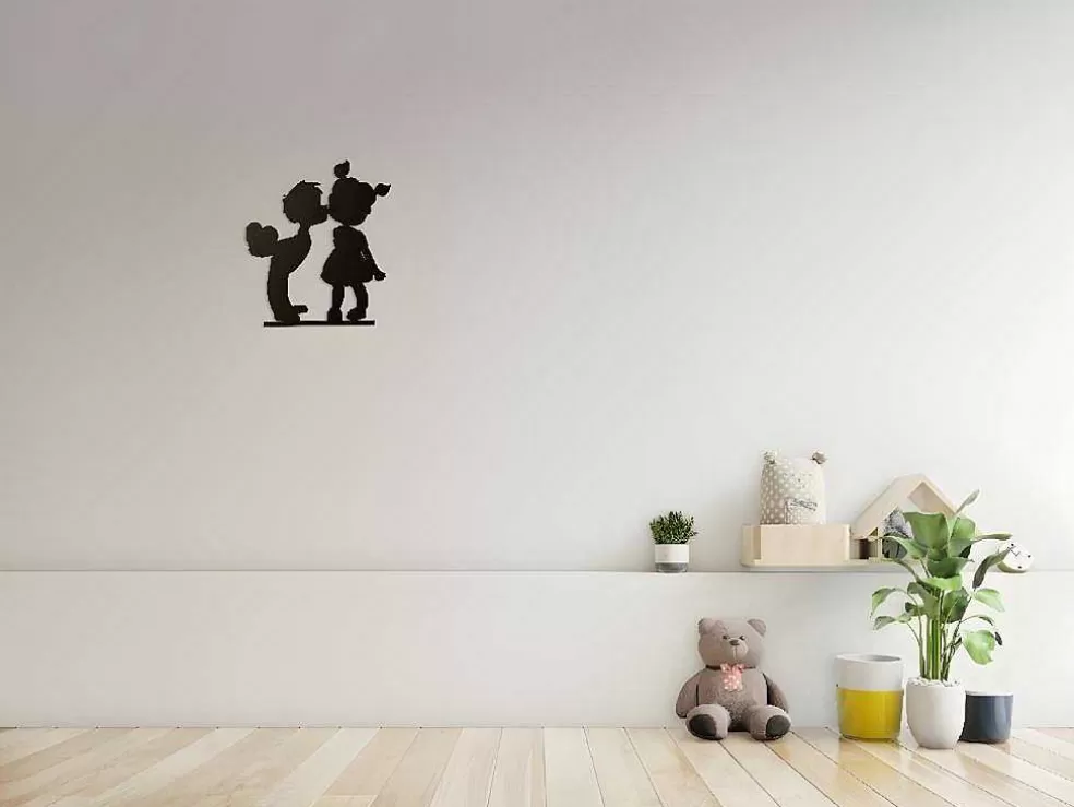 EPIKASA Decoração Metalica Beijo 1, Preto, 45X1,5X51 Cm, * Placa De Parede Decorativa