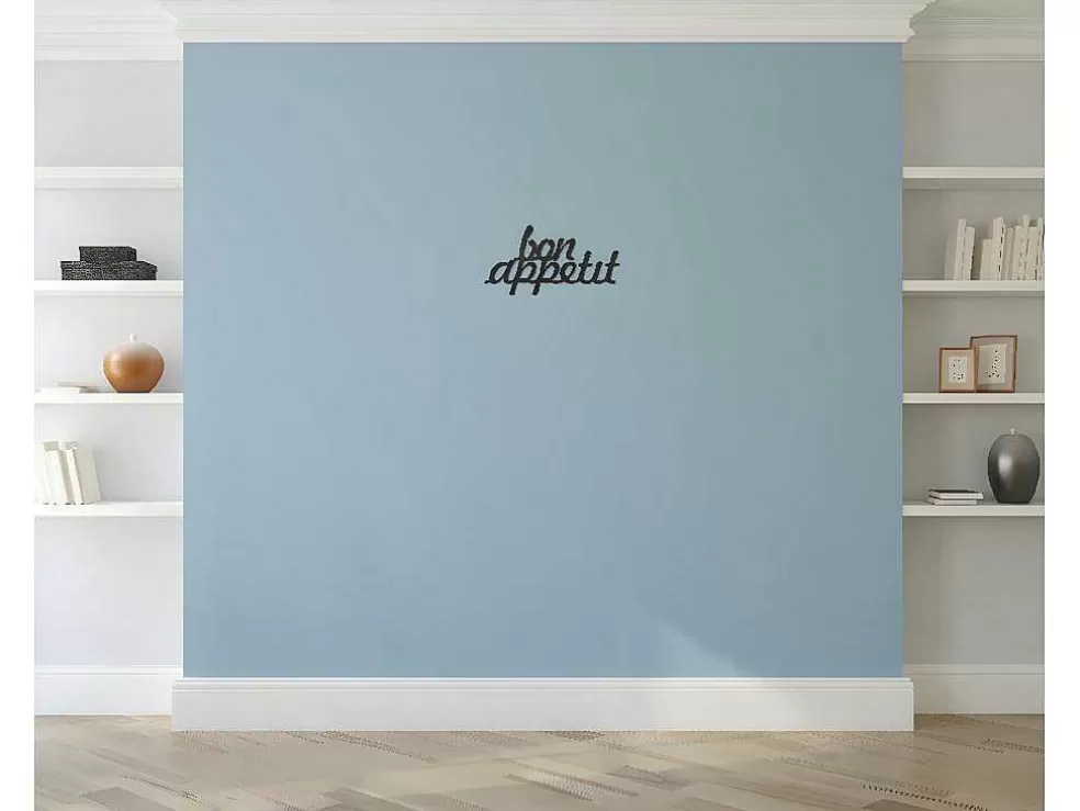EPIKASA Decoração Metalica Bon Appetit, Preto, 50X1,5X30 Cm, * Placa De Parede Decorativa