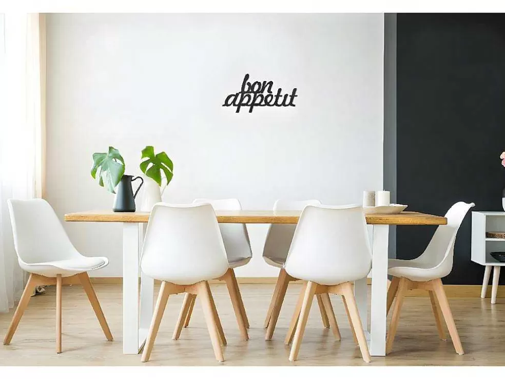 EPIKASA Decoração Metalica Bon Appetit, Preto, 50X1,5X30 Cm, * Placa De Parede Decorativa