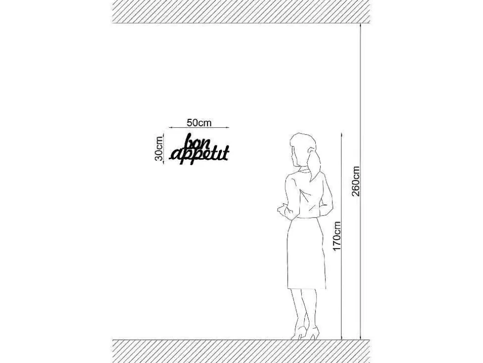 EPIKASA Decoração Metalica Bon Appetit, Preto, 50X1,5X30 Cm, * Placa De Parede Decorativa