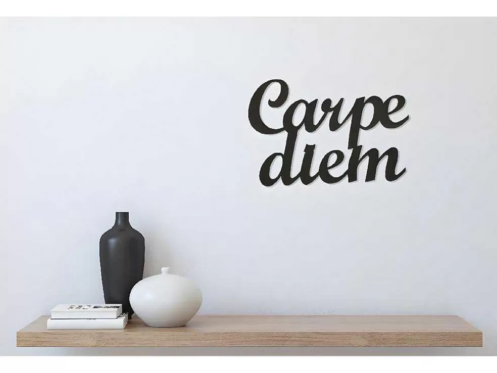 EPIKASA Decoração Metalica Carpediem, Preto, 50X1,5X38 Cm, * Placa De Parede Decorativa