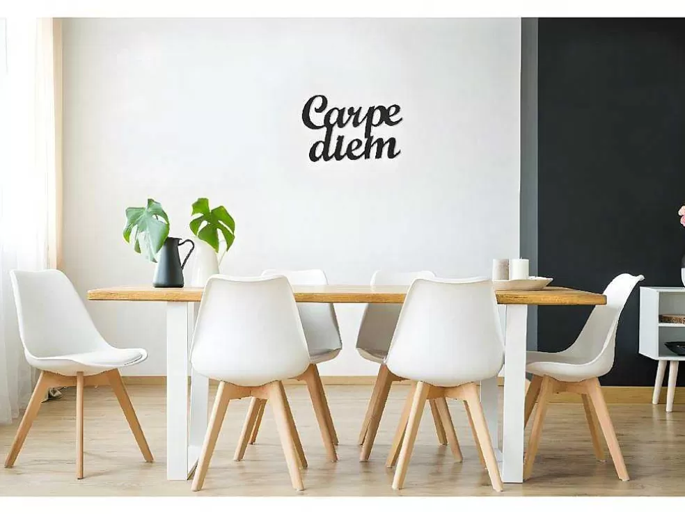 EPIKASA Decoração Metalica Carpediem, Preto, 50X1,5X38 Cm, * Placa De Parede Decorativa