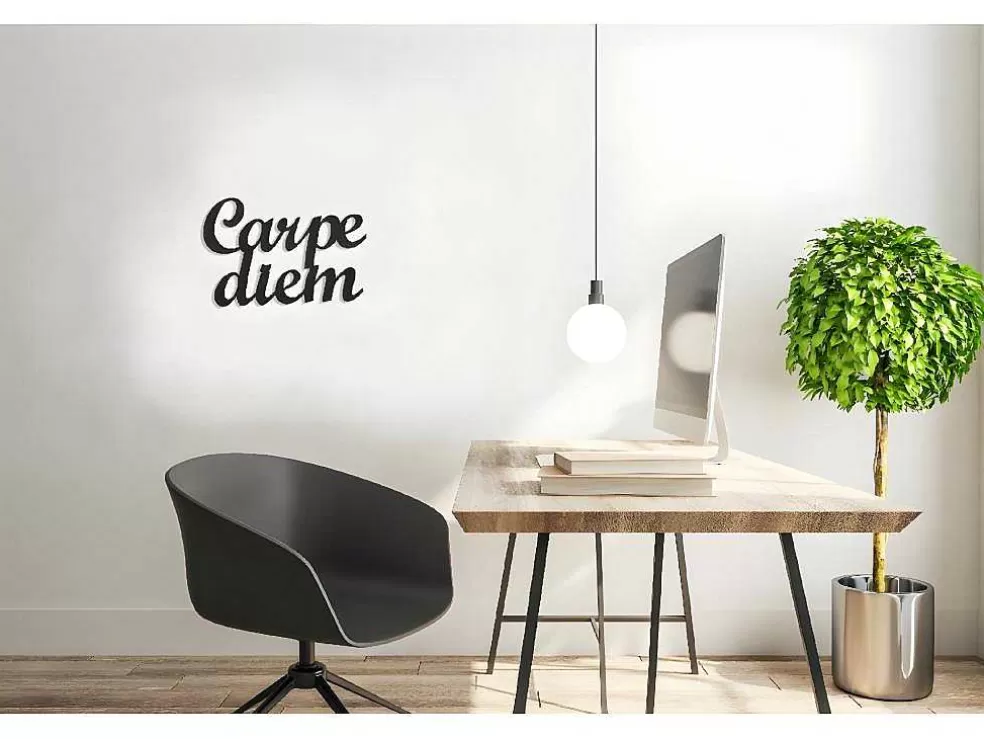 EPIKASA Decoração Metalica Carpediem, Preto, 50X1,5X38 Cm, * Placa De Parede Decorativa