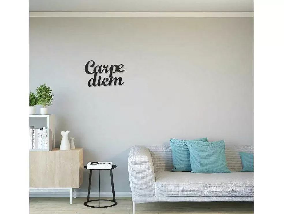 EPIKASA Decoração Metalica Carpediem, Preto, 50X1,5X38 Cm, * Placa De Parede Decorativa
