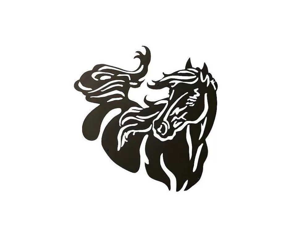 EPIKASA Decoração Metalica Cavalo 2, Preto, 50X1,5X50 Cm, * Placa De Parede Decorativa