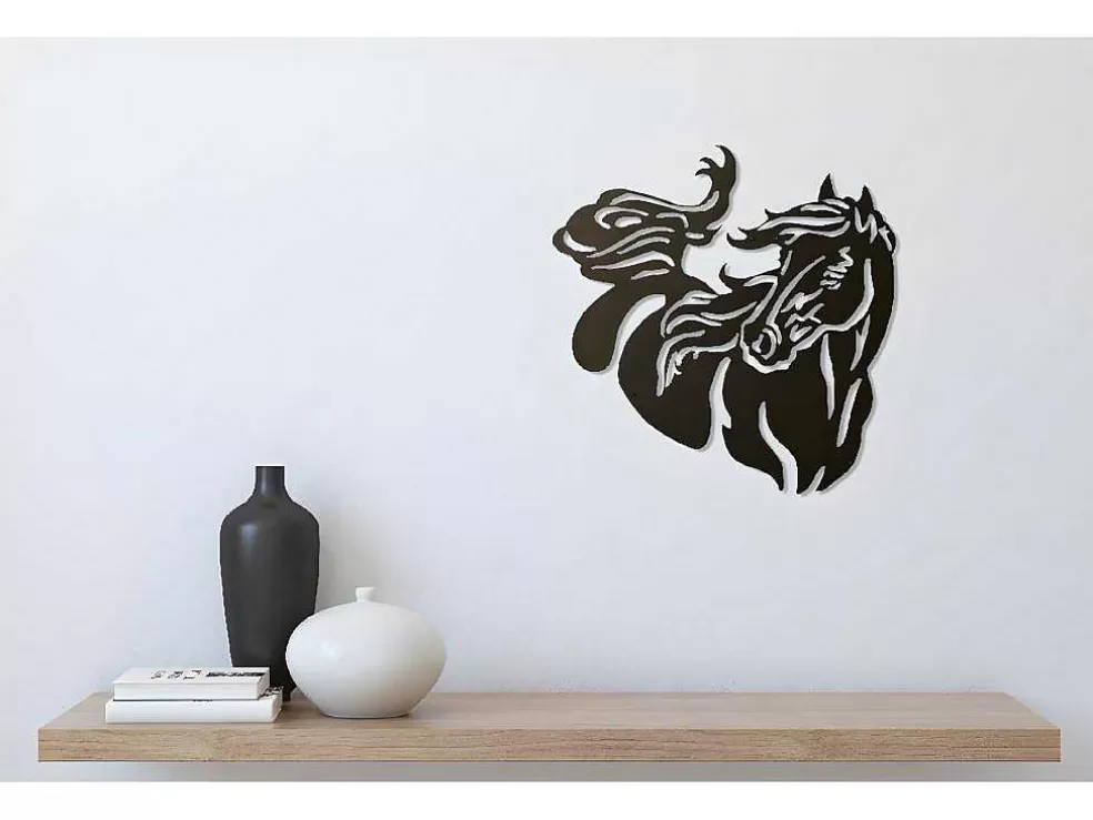 EPIKASA Decoração Metalica Cavalo 2, Preto, 50X1,5X50 Cm, * Placa De Parede Decorativa
