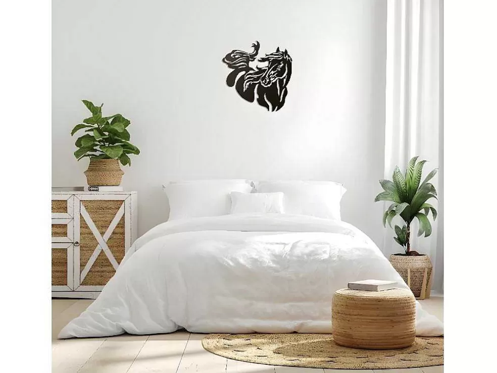 EPIKASA Decoração Metalica Cavalo 2, Preto, 50X1,5X50 Cm, * Placa De Parede Decorativa