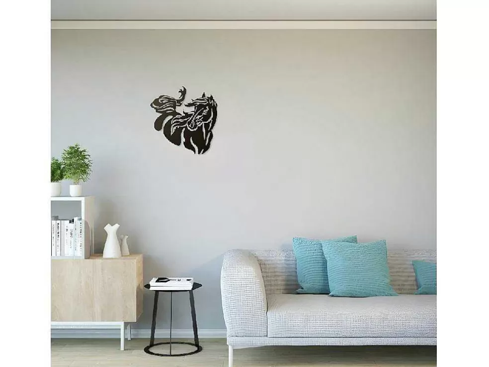 EPIKASA Decoração Metalica Cavalo 2, Preto, 50X1,5X50 Cm, * Placa De Parede Decorativa