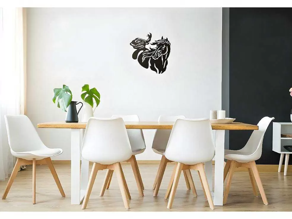 EPIKASA Decoração Metalica Cavalo 2, Preto, 50X1,5X50 Cm, * Placa De Parede Decorativa