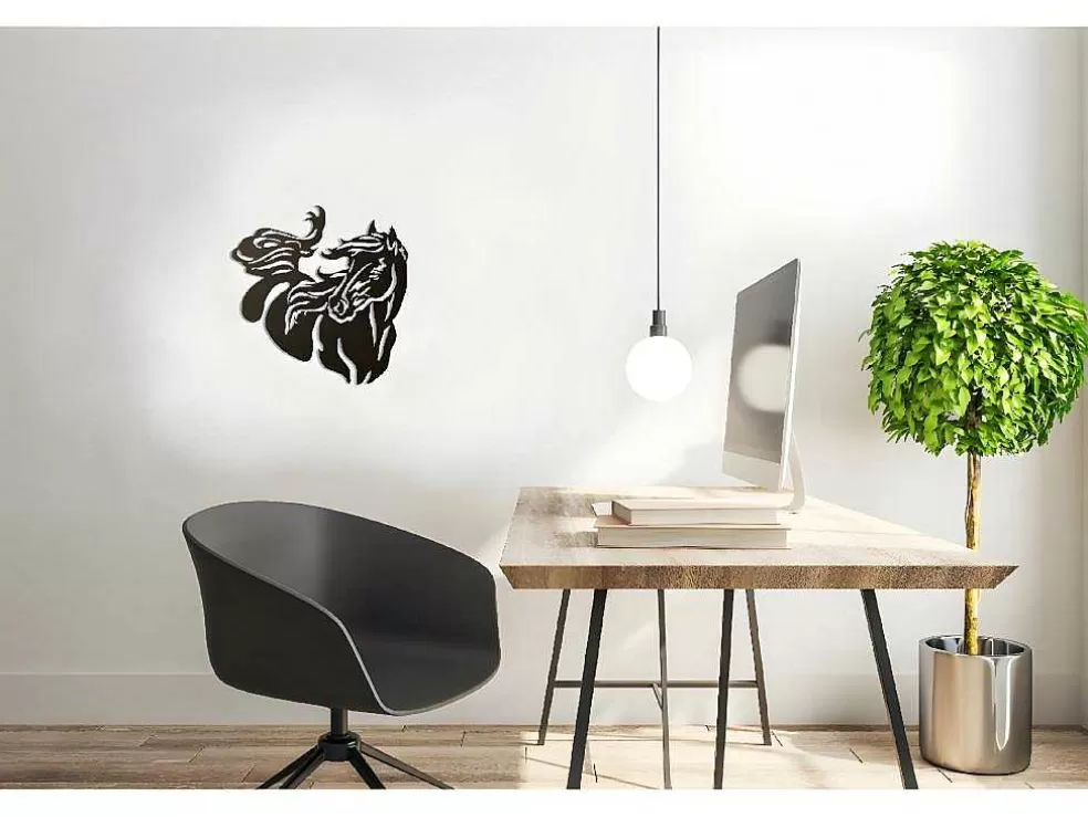 EPIKASA Decoração Metalica Cavalo 2, Preto, 50X1,5X50 Cm, * Placa De Parede Decorativa