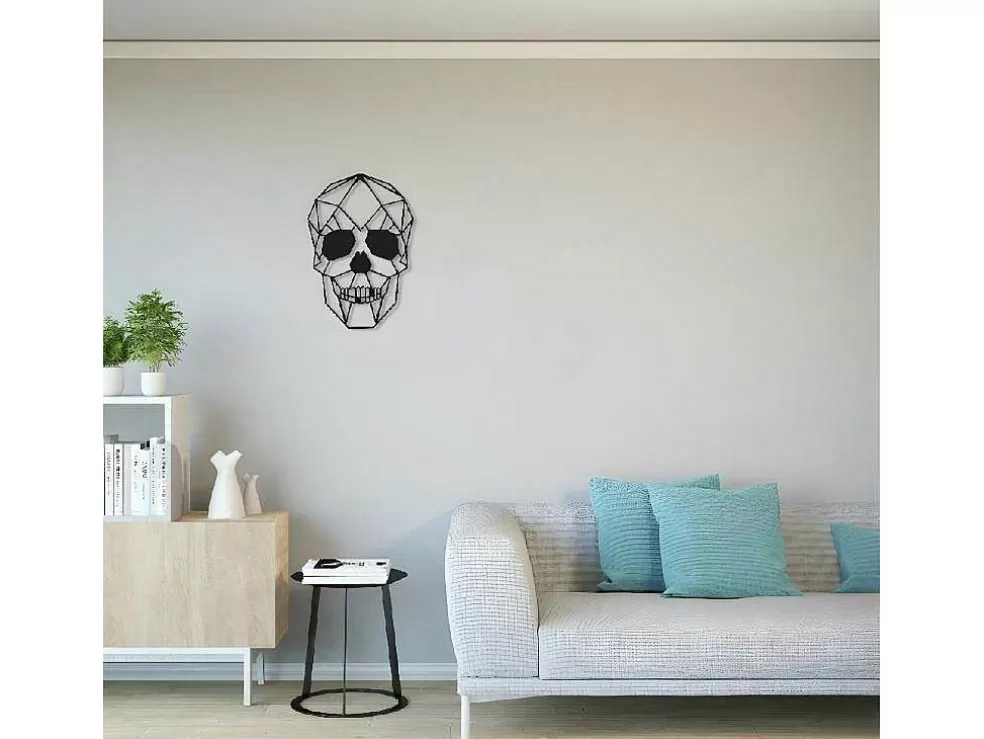 EPIKASA Decoração Metalica Caveira 1, Preto, 35X1,5X50 Cm, * Placa De Parede Decorativa