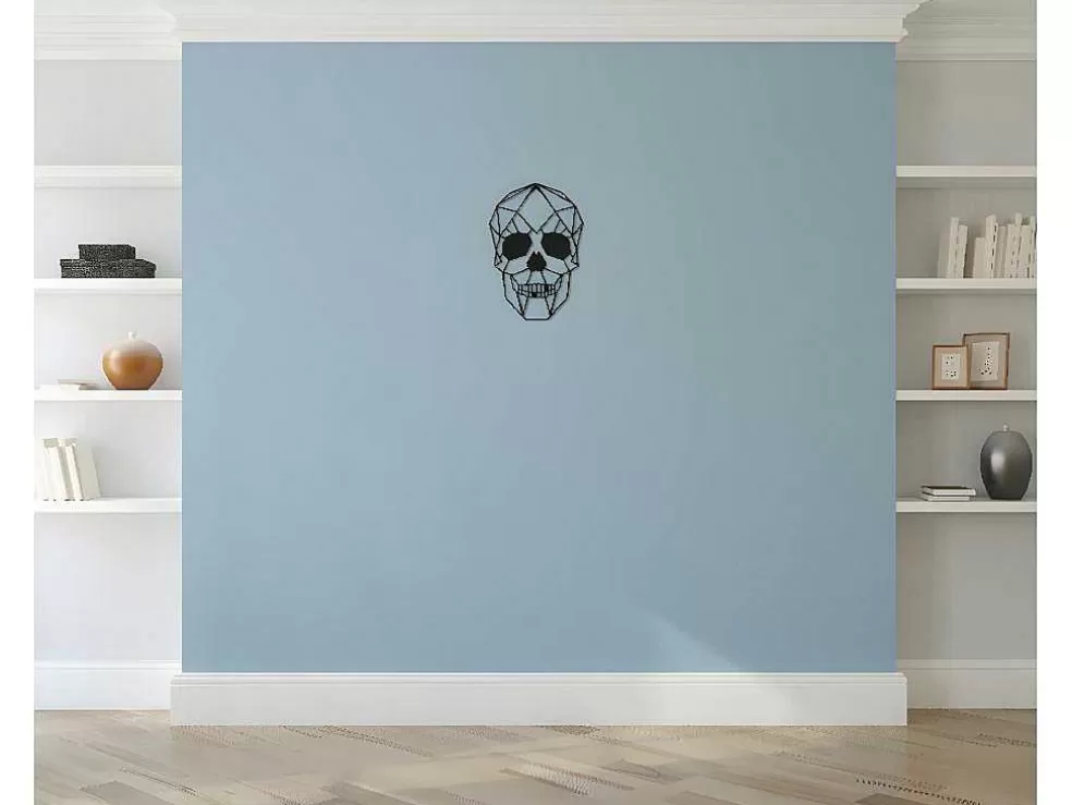 EPIKASA Decoração Metalica Caveira 1, Preto, 35X1,5X50 Cm, * Placa De Parede Decorativa