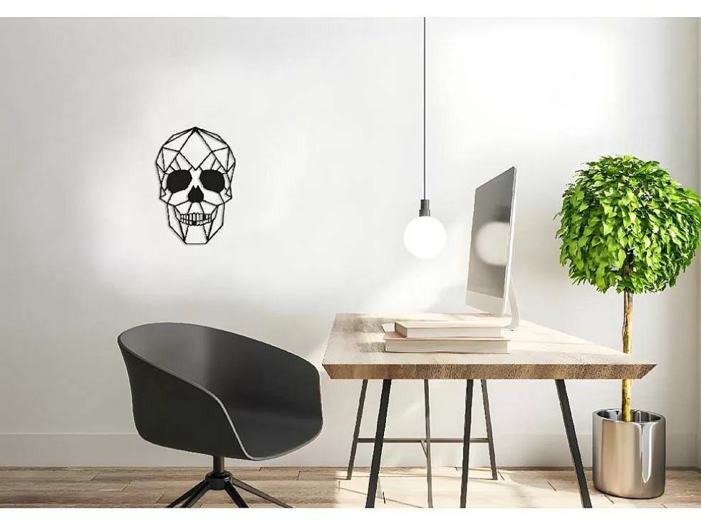 EPIKASA Decoração Metalica Caveira 1, Preto, 35X1,5X50 Cm, * Placa De Parede Decorativa