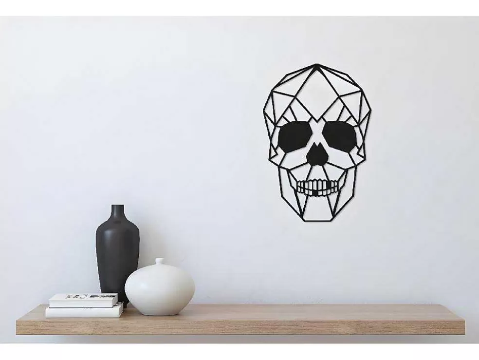 EPIKASA Decoração Metalica Caveira 1, Preto, 35X1,5X50 Cm, * Placa De Parede Decorativa