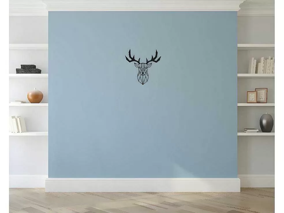 EPIKASA Decoração Metalica Cervo 3, Preto, 51X1,5X51 Cm, * Placa De Parede Decorativa