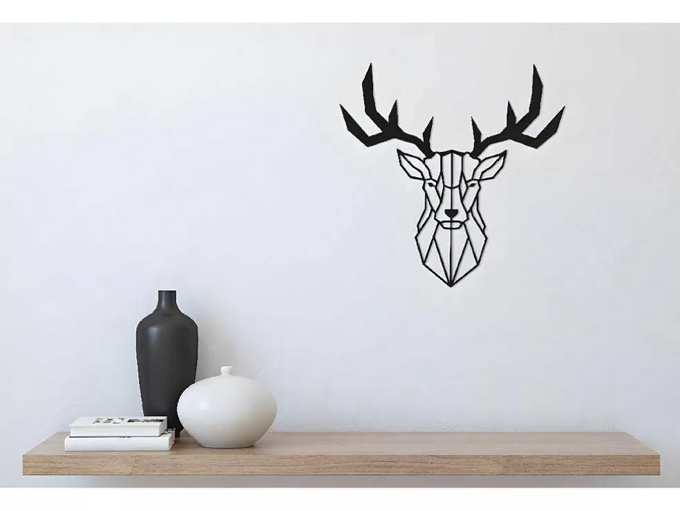 EPIKASA Decoração Metalica Cervo 3, Preto, 51X1,5X51 Cm, * Placa De Parede Decorativa