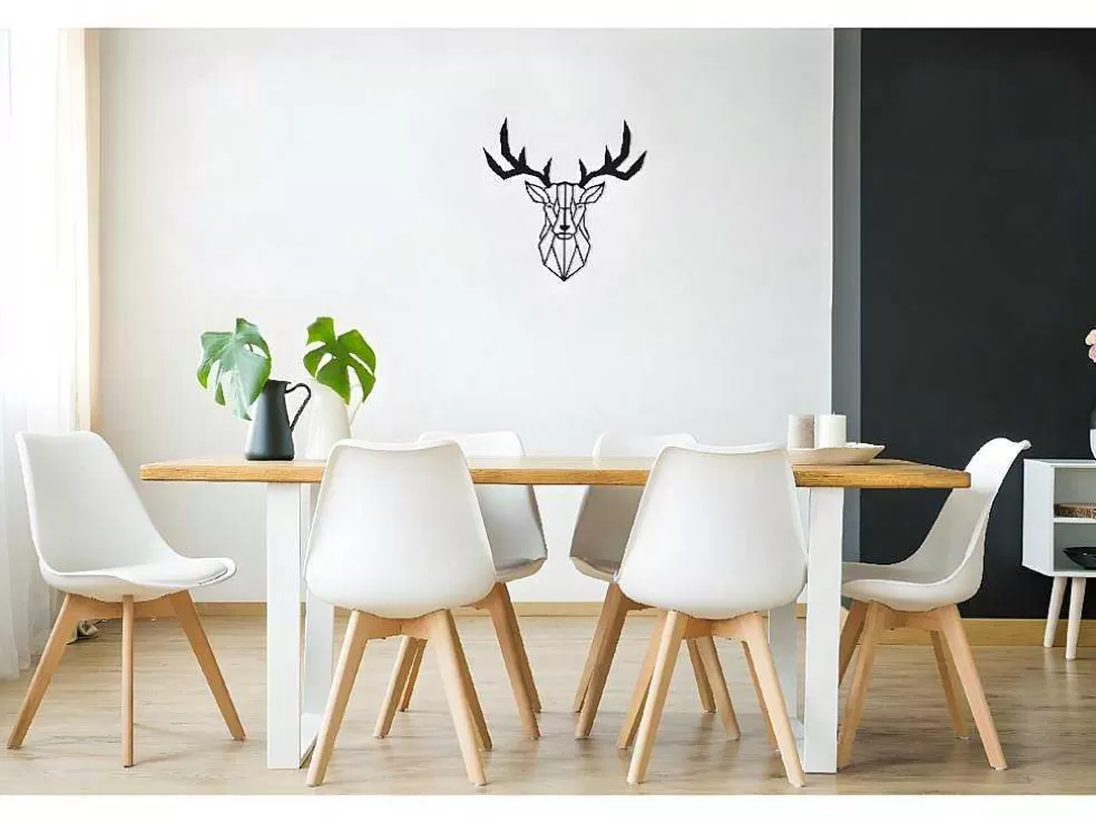 EPIKASA Decoração Metalica Cervo 3, Preto, 51X1,5X51 Cm, * Placa De Parede Decorativa