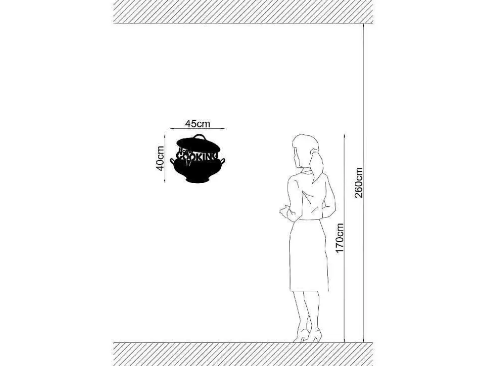 EPIKASA Decoração Metalica Cooking, Preto, 45X1,5X40 Cm, * Placa De Parede Decorativa