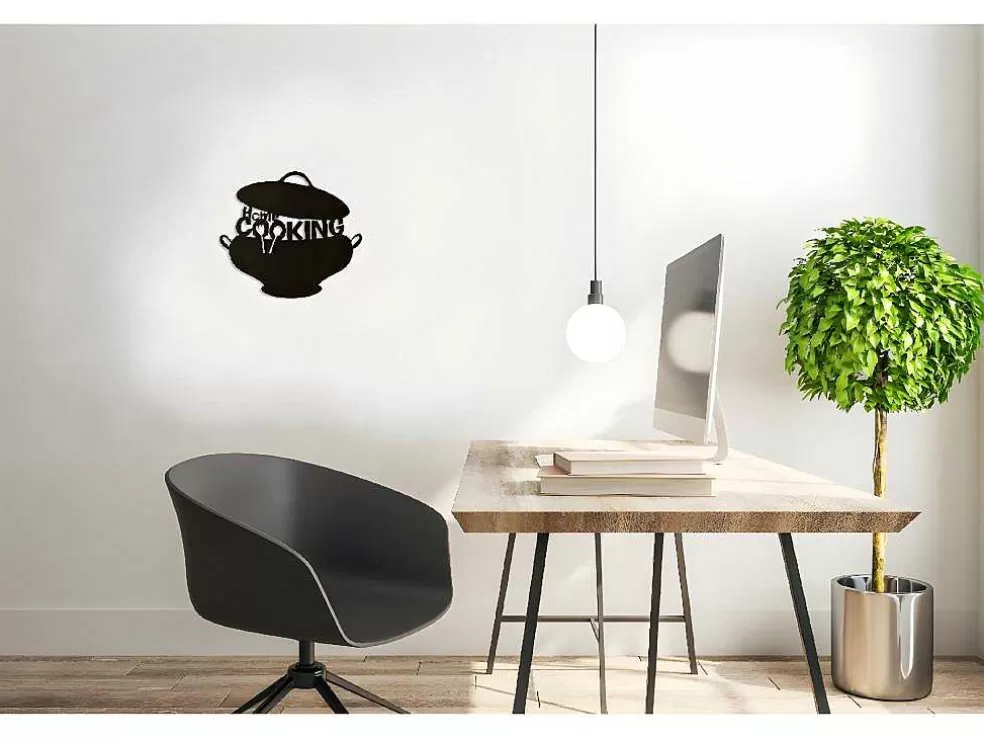 EPIKASA Decoração Metalica Cooking, Preto, 45X1,5X40 Cm, * Placa De Parede Decorativa