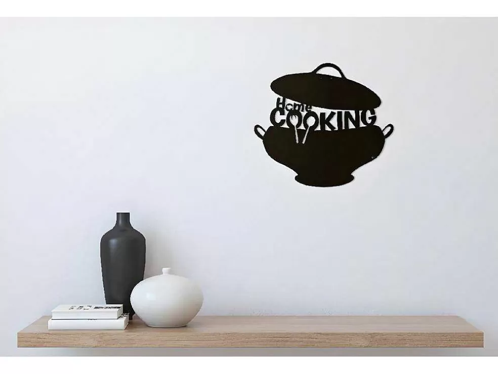 EPIKASA Decoração Metalica Cooking, Preto, 45X1,5X40 Cm, * Placa De Parede Decorativa