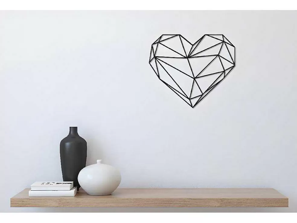 EPIKASA Decoração Metalica Coracao 9, Preto, 47X1,5X40 Cm, * Placa De Parede Decorativa