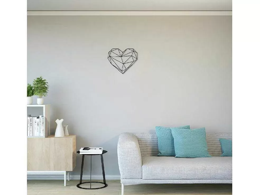 EPIKASA Decoração Metalica Coracao 9, Preto, 47X1,5X40 Cm, * Placa De Parede Decorativa