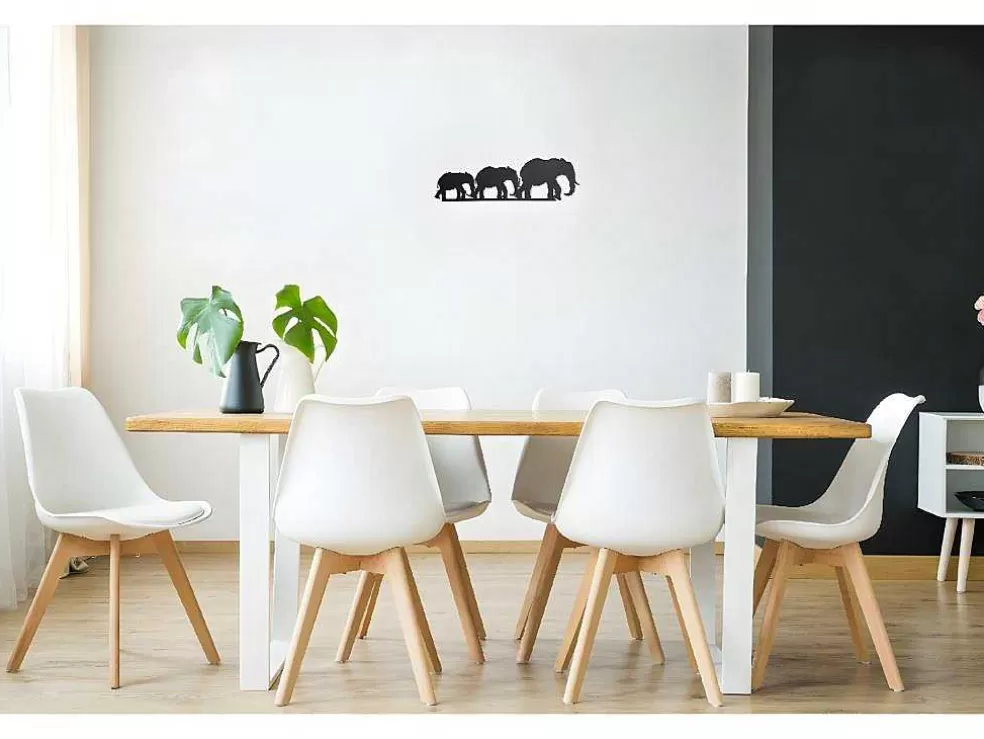 EPIKASA Decoração Metalica Elefante 4, Preto, 50X1,5X15 Cm, * Placa De Parede Decorativa
