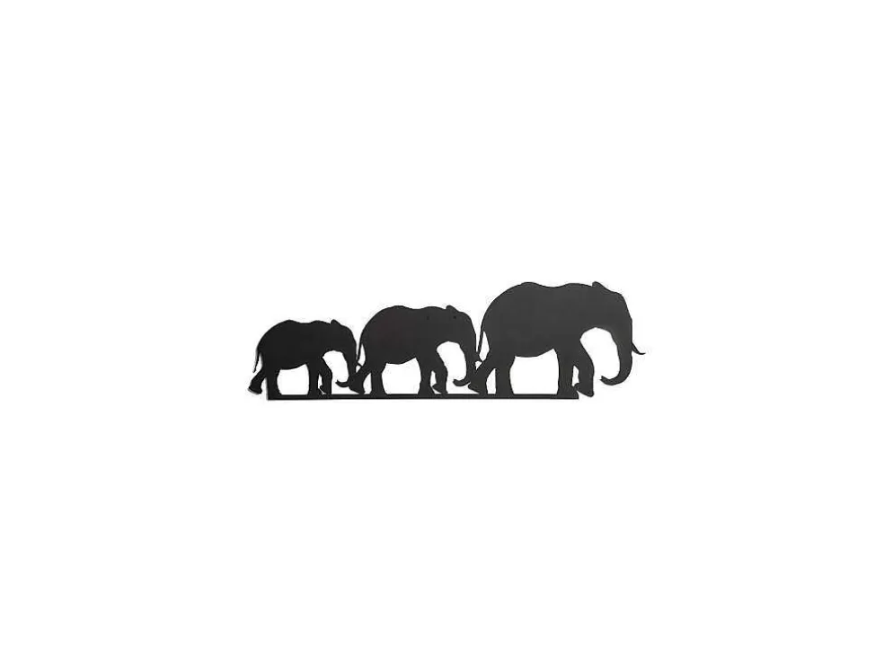 EPIKASA Decoração Metalica Elefante 4, Preto, 50X1,5X15 Cm, * Placa De Parede Decorativa