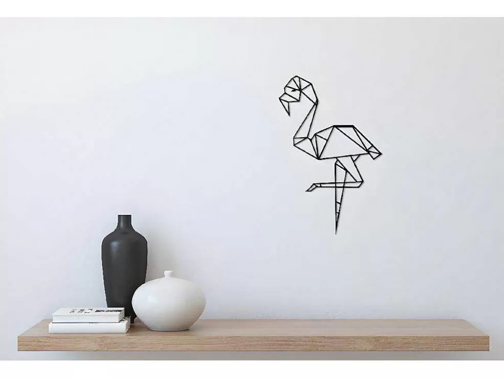 EPIKASA Decoração Metalica Flamingo, Preto, 31X1,5X50 Cm, * Placa De Parede Decorativa