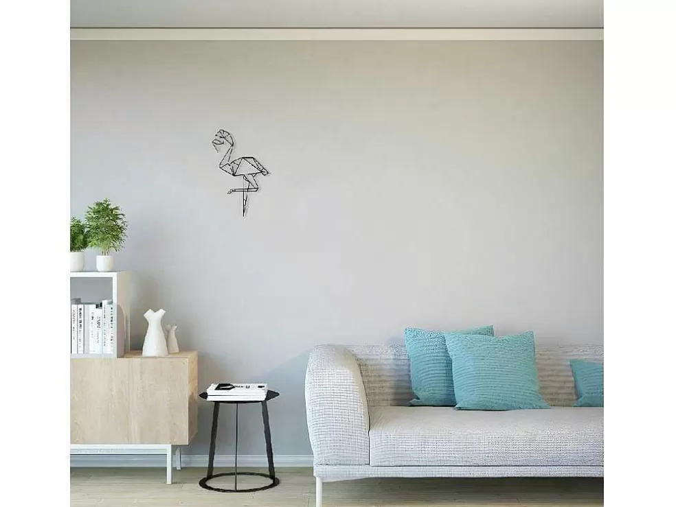 EPIKASA Decoração Metalica Flamingo, Preto, 31X1,5X50 Cm, * Placa De Parede Decorativa