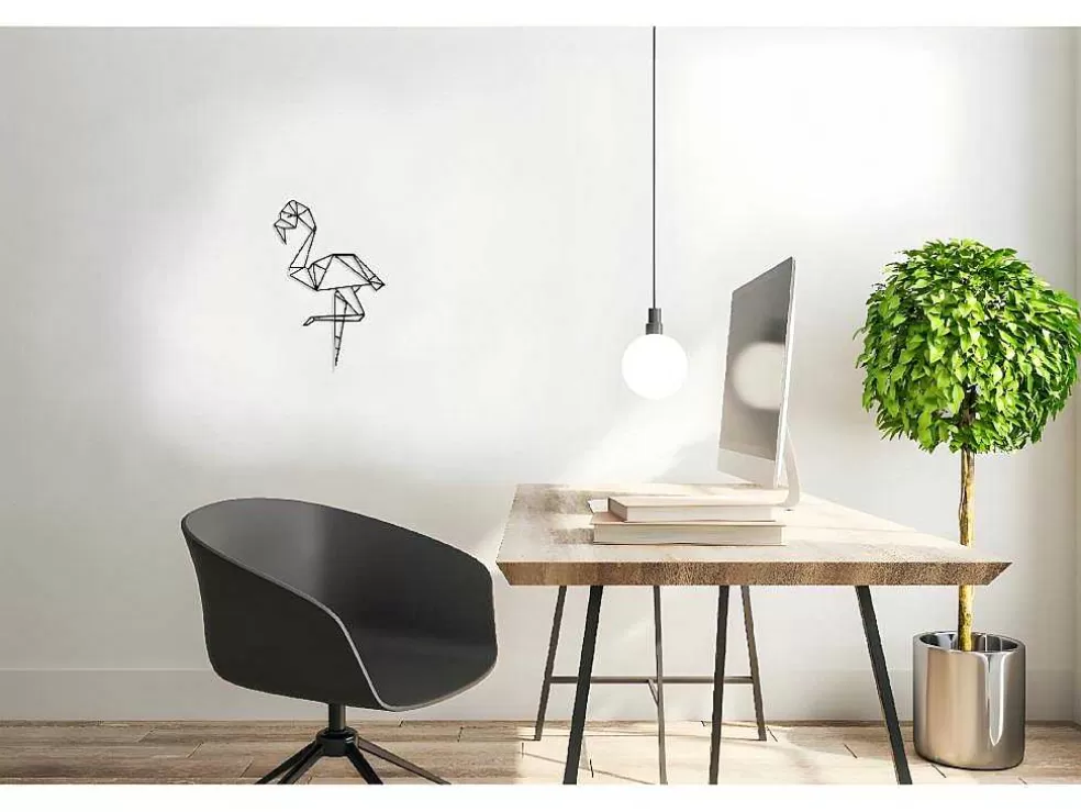 EPIKASA Decoração Metalica Flamingo, Preto, 31X1,5X50 Cm, * Placa De Parede Decorativa