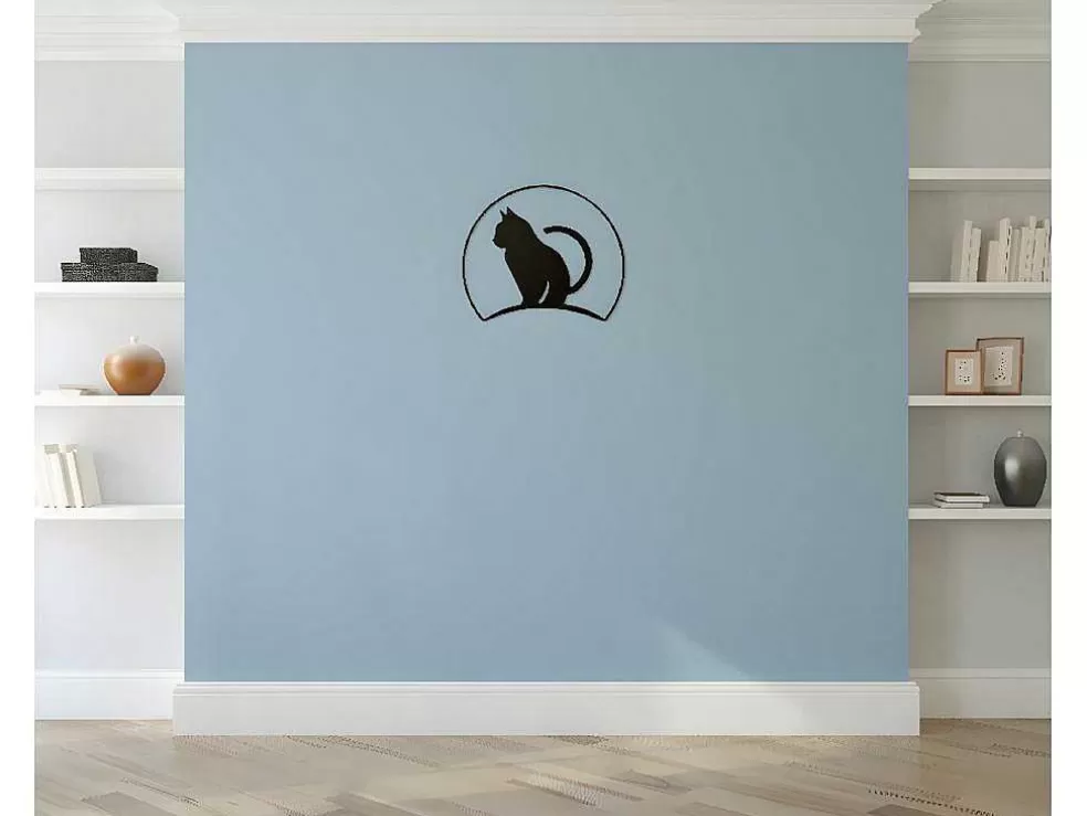 EPIKASA Decoração Metalica Gatos 4, Preto, 60X1,5X48 Cm, * Placa De Parede Decorativa