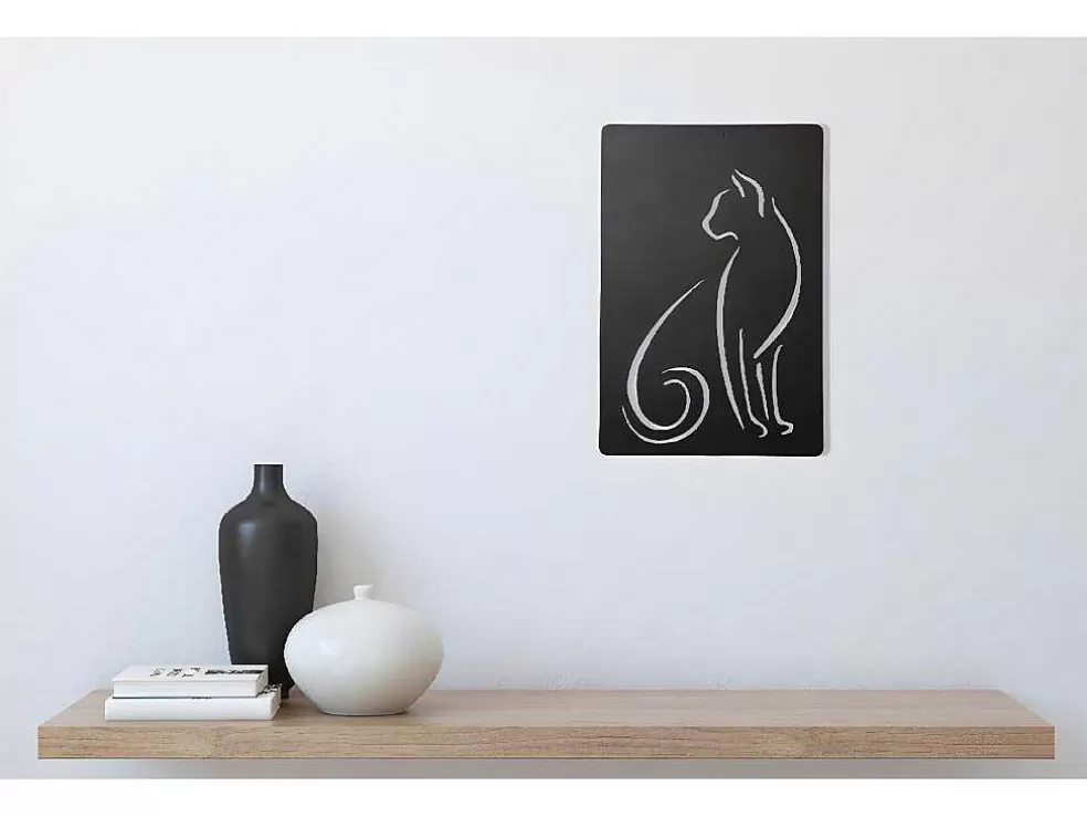 EPIKASA Decoração Metalica Gatos 5, Preto, 30X1,5X45 Cm, * Placa De Parede Decorativa