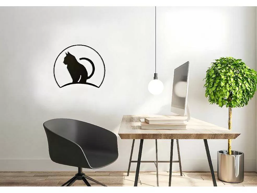 EPIKASA Decoração Metalica Gatos 4, Preto, 60X1,5X48 Cm, * Placa De Parede Decorativa