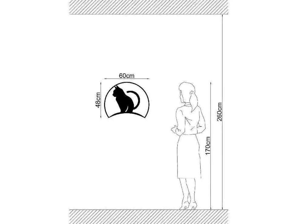 EPIKASA Decoração Metalica Gatos 4, Preto, 60X1,5X48 Cm, * Placa De Parede Decorativa