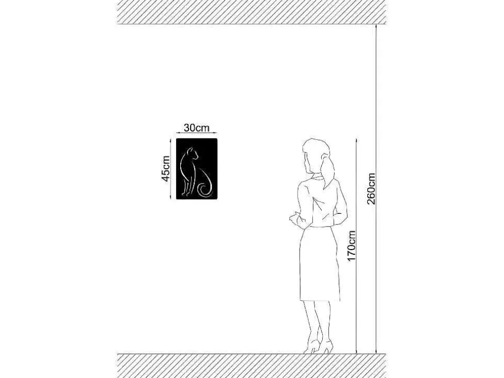 EPIKASA Decoração Metalica Gatos 5, Preto, 30X1,5X45 Cm, * Placa De Parede Decorativa