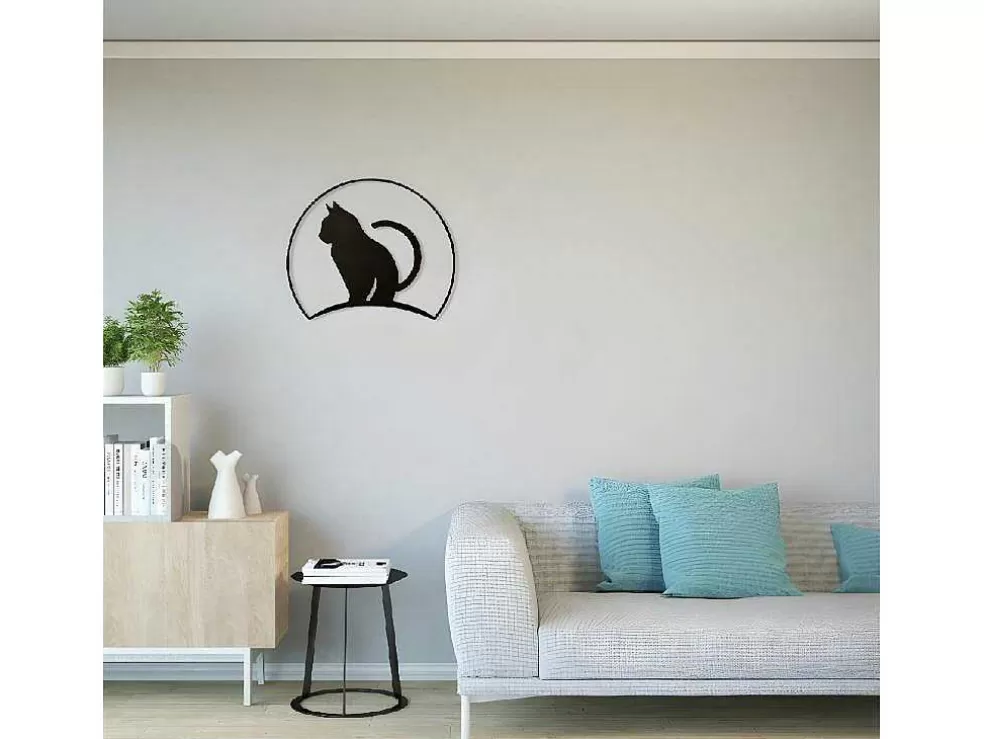 EPIKASA Decoração Metalica Gatos 4, Preto, 60X1,5X48 Cm, * Placa De Parede Decorativa