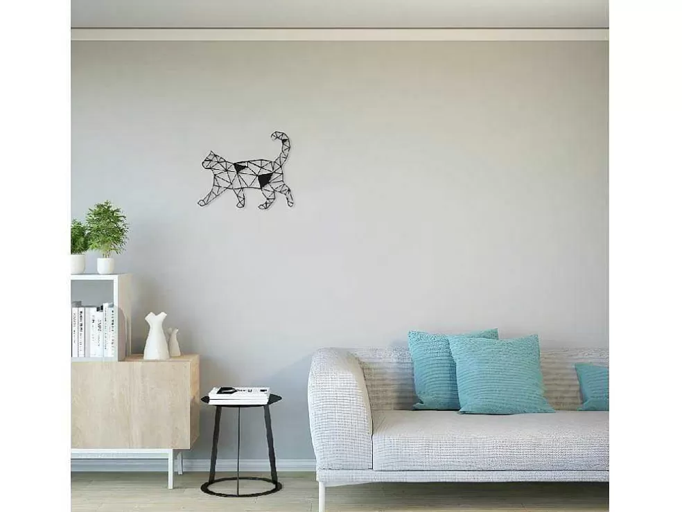 EPIKASA Decoração Metalica Gatos 2, Preto, 46X1,5X37 Cm, * Placa De Parede Decorativa
