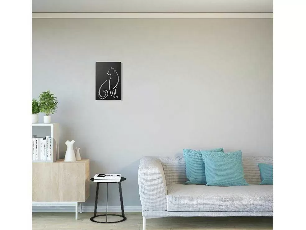 EPIKASA Decoração Metalica Gatos 5, Preto, 30X1,5X45 Cm, * Placa De Parede Decorativa