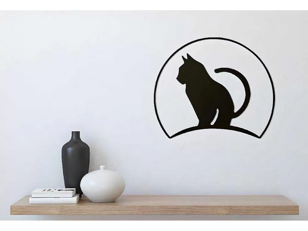 EPIKASA Decoração Metalica Gatos 4, Preto, 60X1,5X48 Cm, * Placa De Parede Decorativa