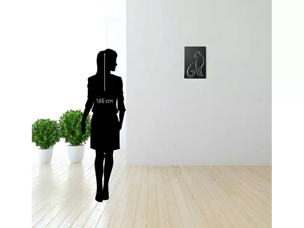 EPIKASA Decoração Metalica Gatos 5, Preto, 30X1,5X45 Cm, * Placa De Parede Decorativa