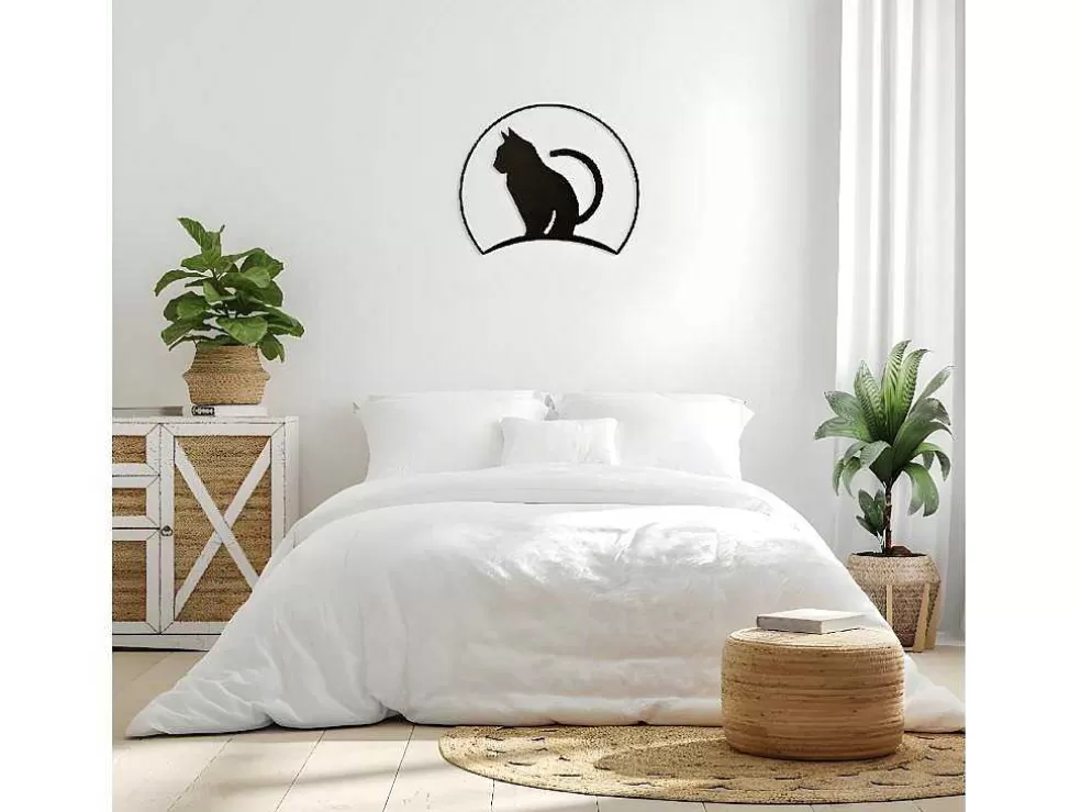 EPIKASA Decoração Metalica Gatos 4, Preto, 60X1,5X48 Cm, * Placa De Parede Decorativa