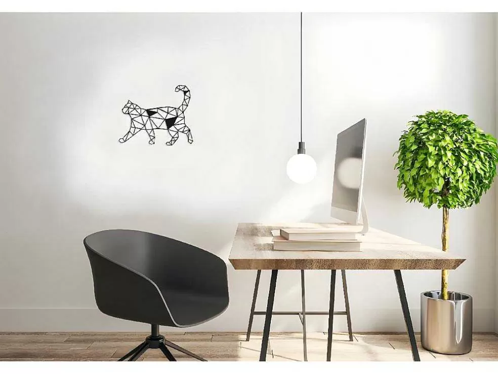 EPIKASA Decoração Metalica Gatos 2, Preto, 46X1,5X37 Cm, * Placa De Parede Decorativa