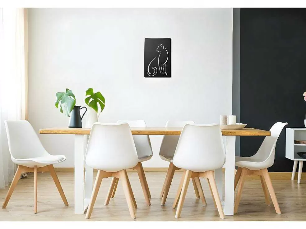 EPIKASA Decoração Metalica Gatos 5, Preto, 30X1,5X45 Cm, * Placa De Parede Decorativa